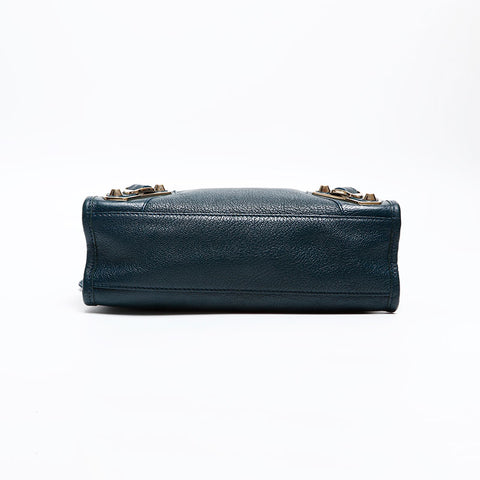 BALENCIAGA Leather Metallic Edge Mini City 2way Shoulder Bag green WS20272