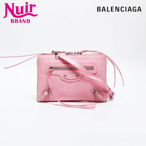 BALENCIAGA Embossed Leather Neo Classic City Shoulder Bag pink WS20276