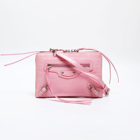 BALENCIAGA Embossed Leather Neo Classic City Shoulder Bag pink WS20276