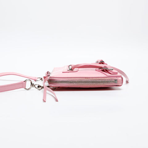 BALENCIAGA Embossed Leather Neo Classic City Shoulder Bag pink WS20276