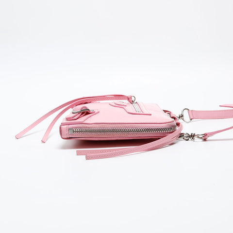 BALENCIAGA Embossed Leather Neo Classic City Shoulder Bag pink WS20276
