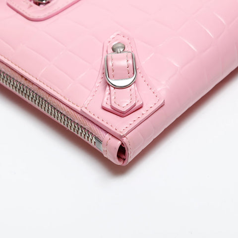 BALENCIAGA Embossed Leather Neo Classic City Shoulder Bag pink WS20276