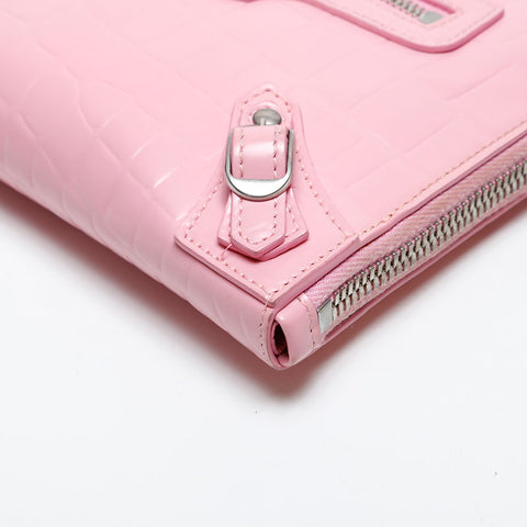 BALENCIAGA Embossed Leather Neo Classic City Shoulder Bag pink WS20276