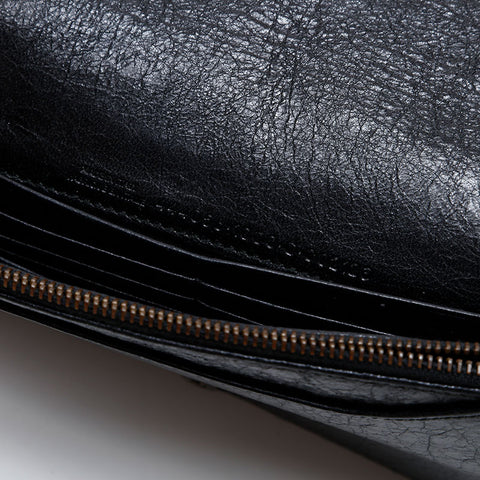 BALENCIAGA Chain Leather Giant Wallet Shoulder Bag black WS20277