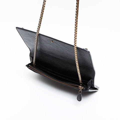 BALENCIAGA Chain Leather Giant Wallet Shoulder Bag black WS20277