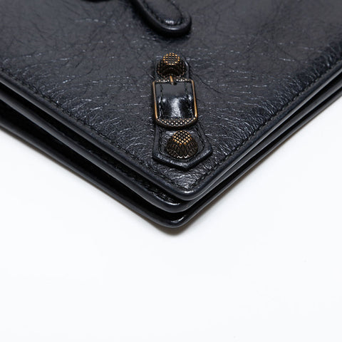 BALENCIAGA Chain Leather Giant Wallet Shoulder Bag black WS20277