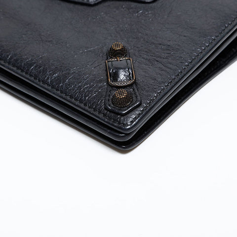 BALENCIAGA Chain Leather Giant Wallet Shoulder Bag black WS20277