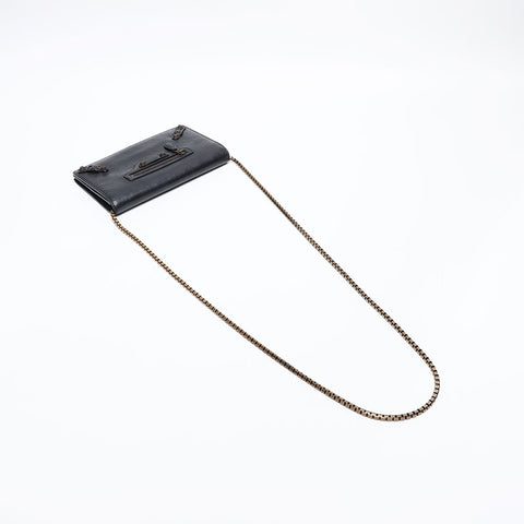 BALENCIAGA Chain Leather Giant Wallet Shoulder Bag black WS20277