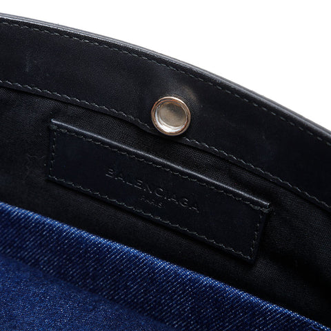 BALENCIAGA Denim Logo Shoulder Bag Navy WS20278