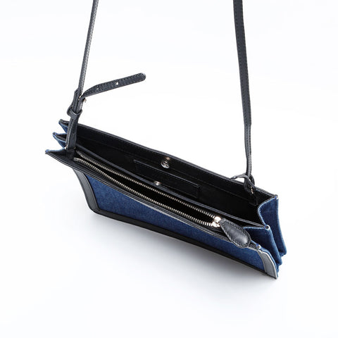 BALENCIAGA Denim Logo Shoulder Bag Navy WS20278