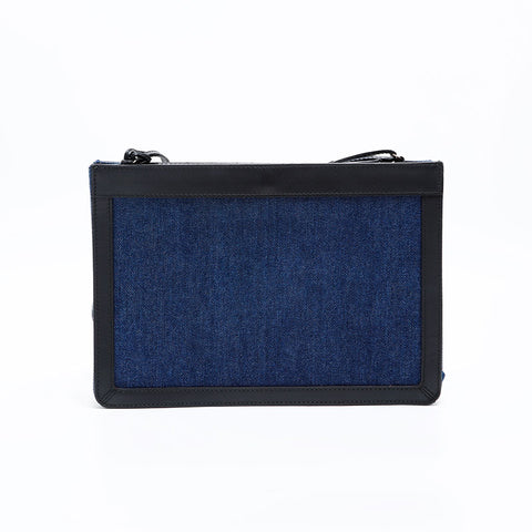 BALENCIAGA Denim Logo Shoulder Bag Navy WS20278