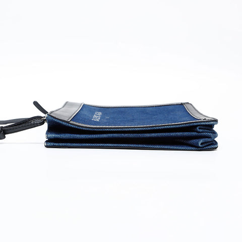 BALENCIAGA Denim Logo Shoulder Bag Navy WS20278