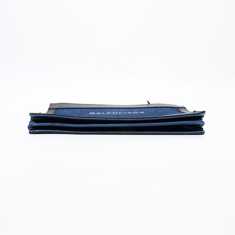 BALENCIAGA Denim Logo Shoulder Bag Navy WS20278