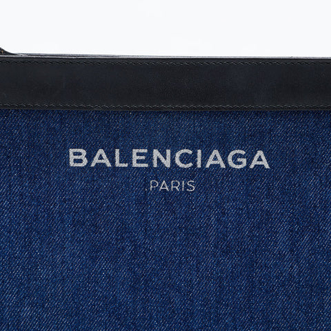 BALENCIAGA Denim Logo Shoulder Bag Navy WS20278