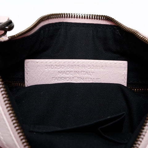 BALENCIAGA Leather Motocross Flats Shoulder Bag pink WS20279