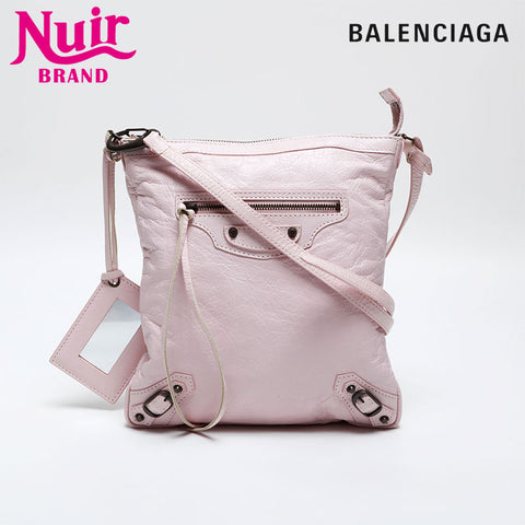 BALENCIAGA Leather Motocross Flats Shoulder Bag pink WS20279