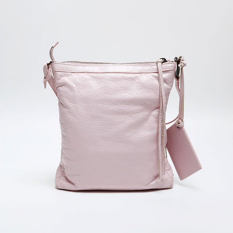 BALENCIAGA Leather Motocross Flats Shoulder Bag pink WS20279