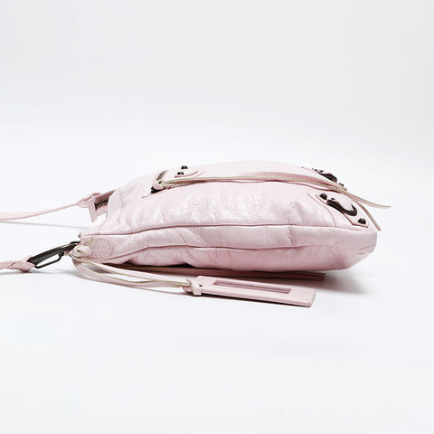BALENCIAGA Leather Motocross Flats Shoulder Bag pink WS20279