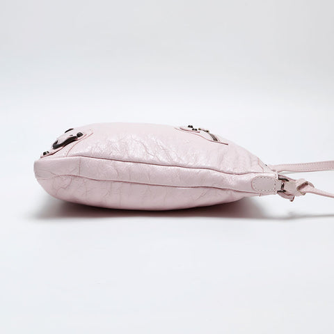 BALENCIAGA Leather Motocross Flats Shoulder Bag pink WS20279