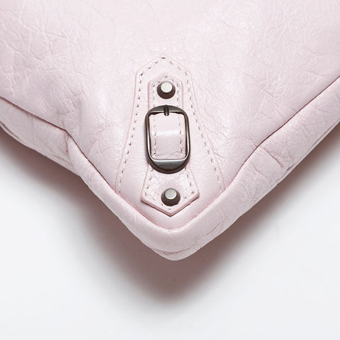 BALENCIAGA Leather Motocross Flats Shoulder Bag pink WS20279