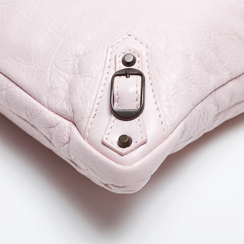 BALENCIAGA Leather Motocross Flats Shoulder Bag pink WS20279