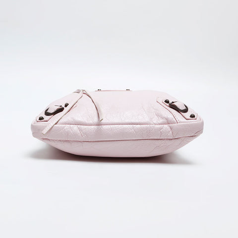 極美品 バレンシアガ BALENCIAGA レザー モトクロス フラット ショルダーバッグ ピンク WS20279