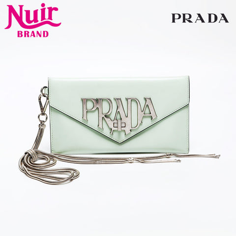 PRADA Logo clutch bag Handbag green WS20282