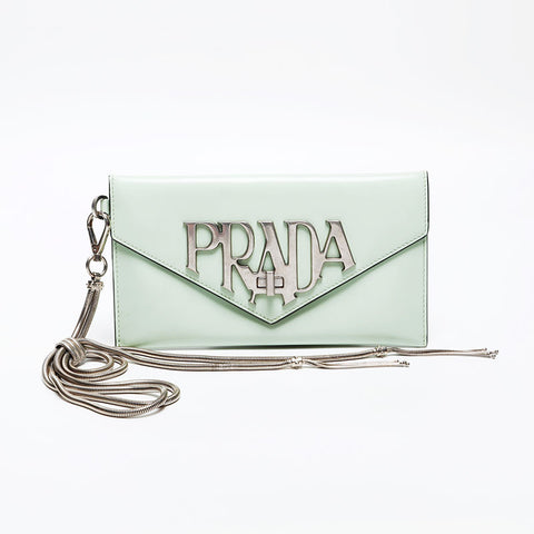 PRADA Logo clutch bag Handbag green WS20282