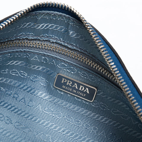 PRADA leather logo Shoulder Bag blue WS20283
