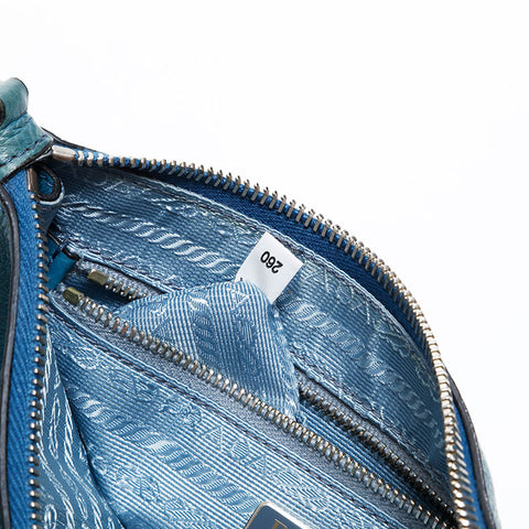 PRADA leather logo Shoulder Bag blue WS20283