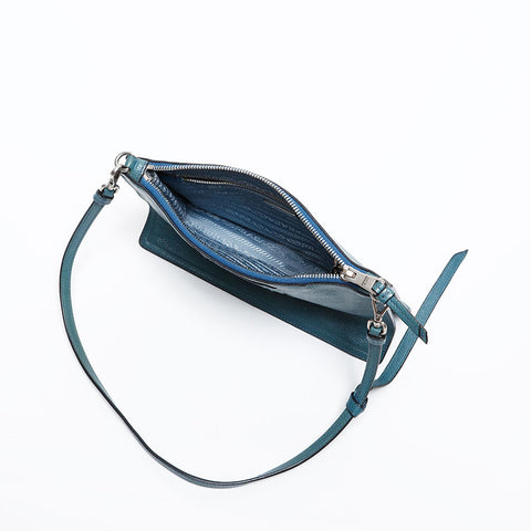 PRADA leather logo Shoulder Bag blue WS20283