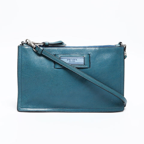 PRADA leather logo Shoulder Bag blue WS20283