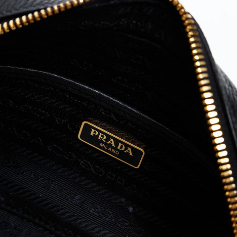 PRADA Leather Camera Bag Shoulder Bag black WS20285