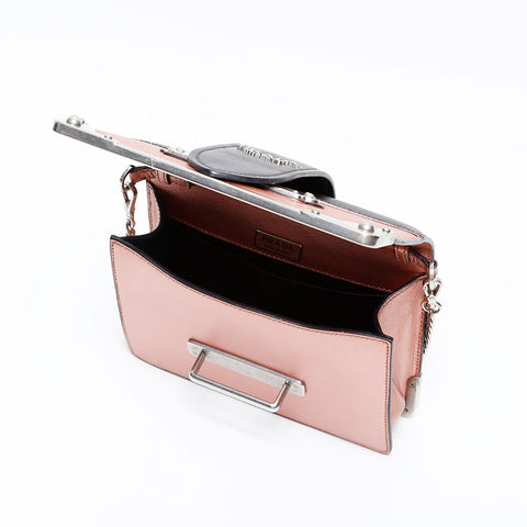 PRADA Leather Cahier Shoulder Bag pink WS20286