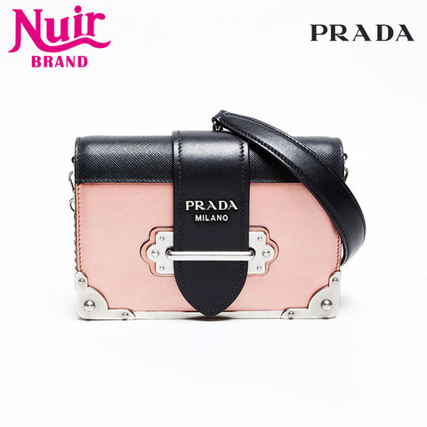 PRADA Leather Cahier Shoulder Bag pink WS20286