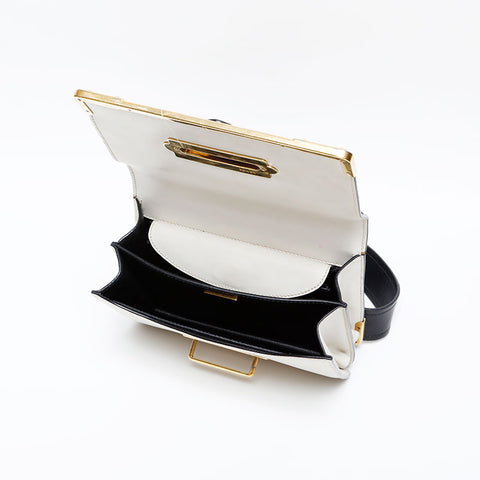 PRADA Leather Cahier Charm Icon Shoulder Bag white WS20287