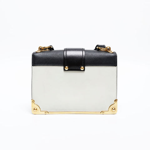 PRADA Leather Cahier Charm Icon Shoulder Bag white WS20287