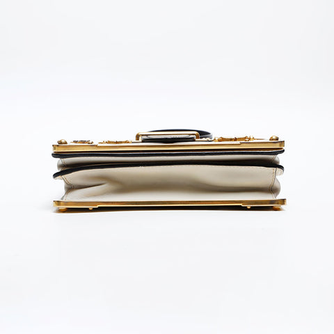 PRADA Leather Cahier Charm Icon Shoulder Bag white WS20287
