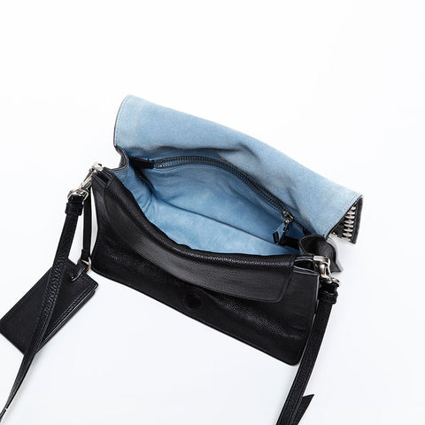 PRADA Ethiket Leather Shoulder Bag black WS20288