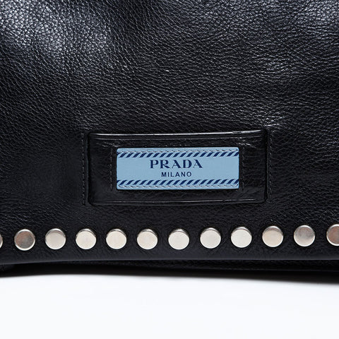 PRADA Ethiket Leather Shoulder Bag black WS20288
