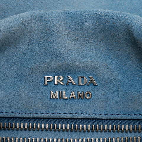 PRADA Ethiket Leather Shoulder Bag blue WS20289