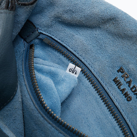 PRADA Ethiket Leather Shoulder Bag blue WS20289