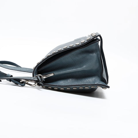 PRADA Ethiket Leather Shoulder Bag blue WS20289