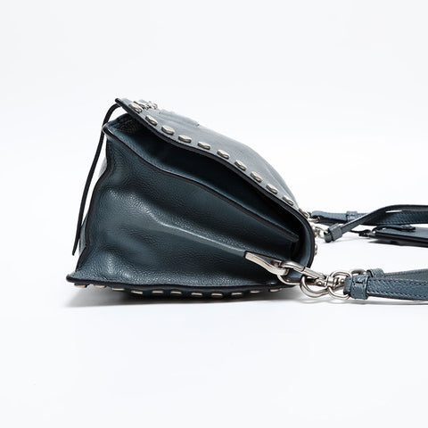 美品 プラダ PRADA エティケット レザー ショルダーバッグ ブルー WS20289