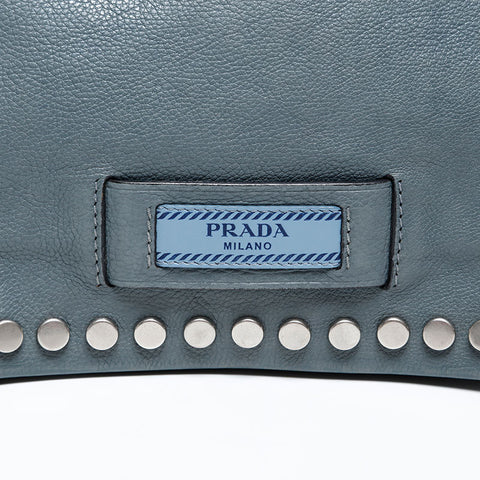 PRADA Ethiket Leather Shoulder Bag blue WS20289