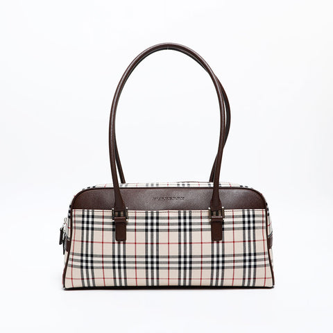 BURBERRY Check cotton Shoulder Bag beige WS20293