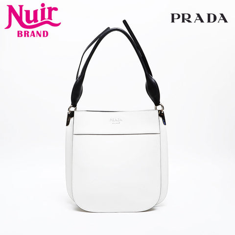PRADA Leather Maggit Shoulder Bag white WS20294