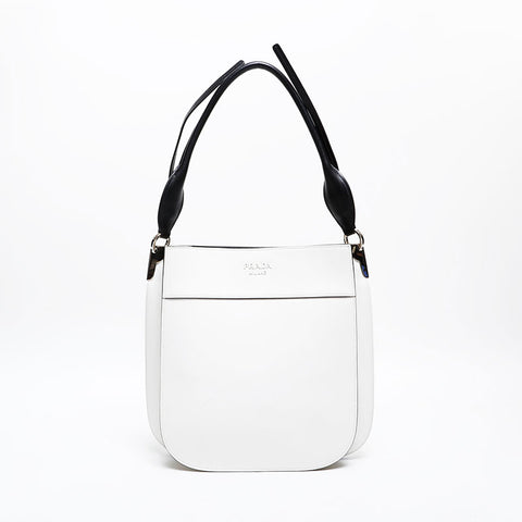 PRADA Leather Maggit Shoulder Bag white WS20294