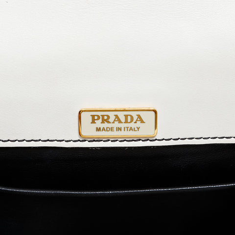 PRADA Leather Peony Shoulder Bag white WS20295