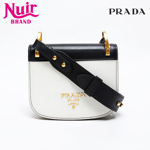 PRADA Leather Peony Shoulder Bag white WS20295